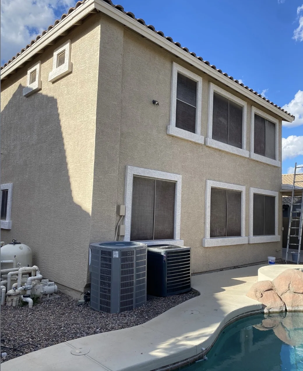 Side wall of a stucco home