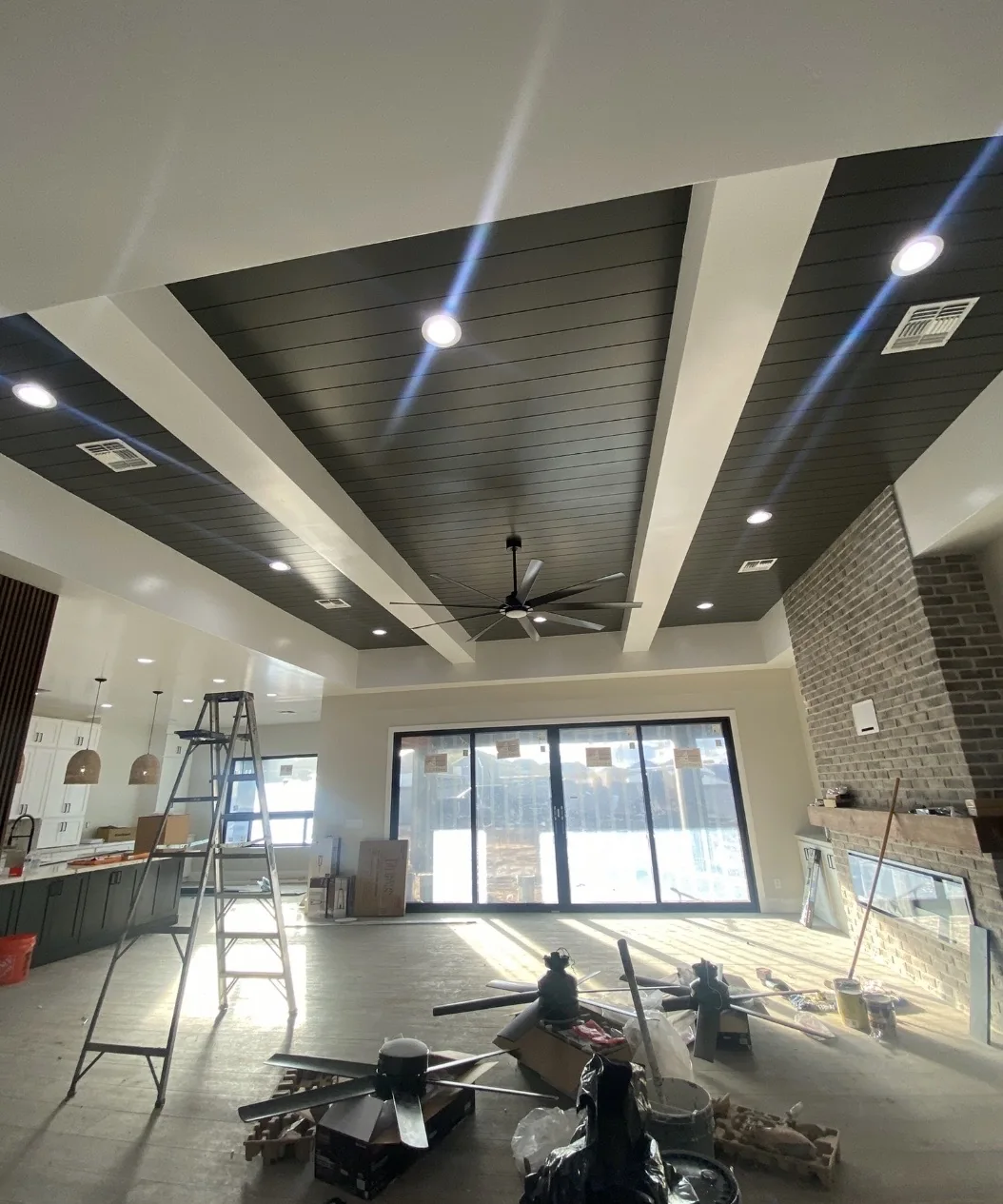 Interior space with recessed ceiling lighting